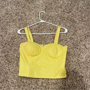 Yellow Faux Leather crop top